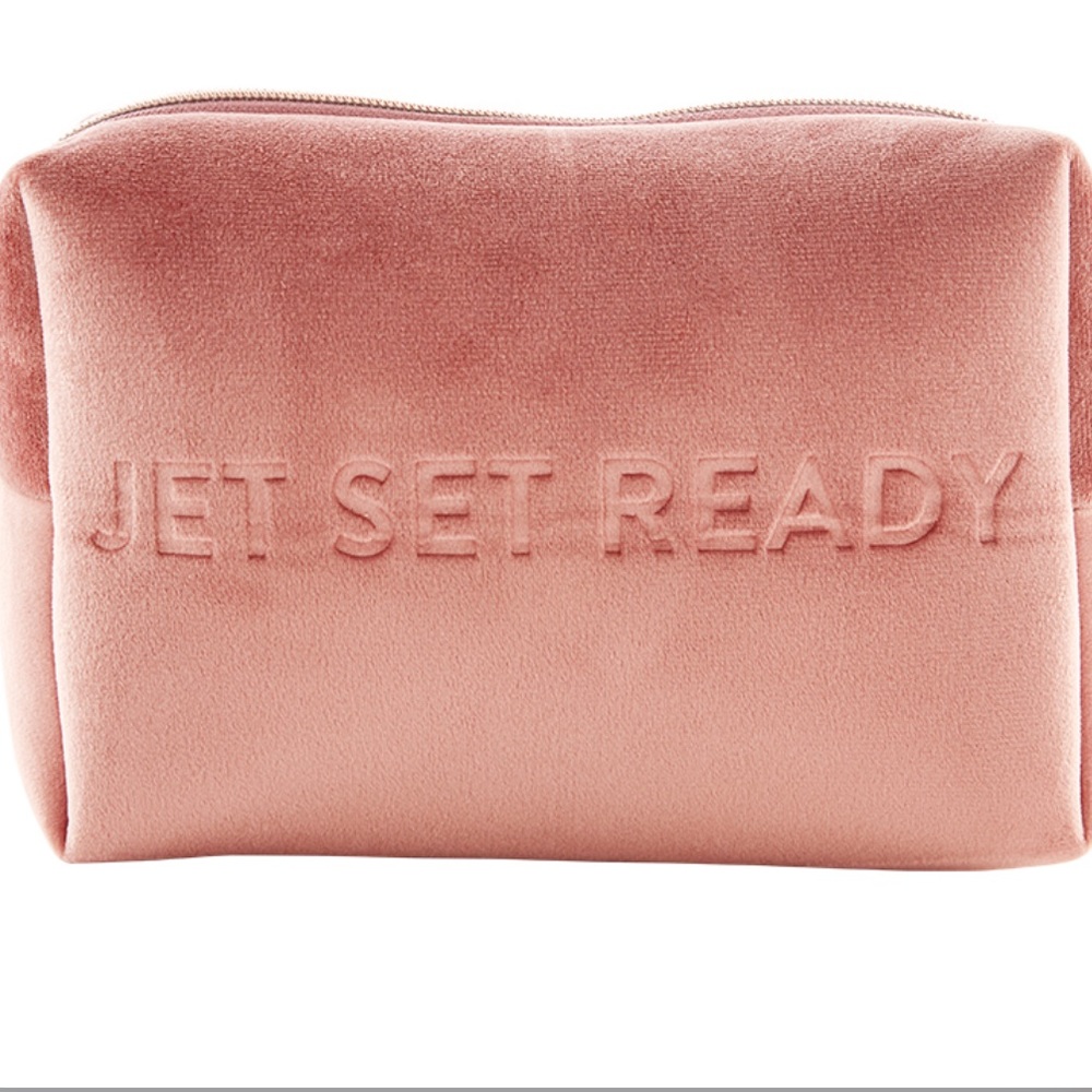 MYTAGALONGS Jet Set Ready Pink Velour Cosmetic Bag